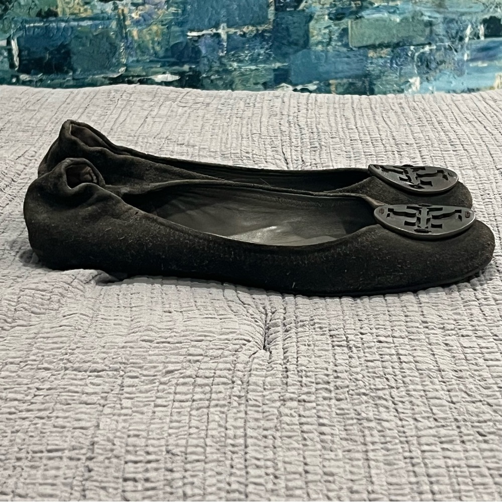 Tory Burch Reva Gray Heron Ballet Flat Suede Sz 8.5 Shoes - Picture 4 of 10